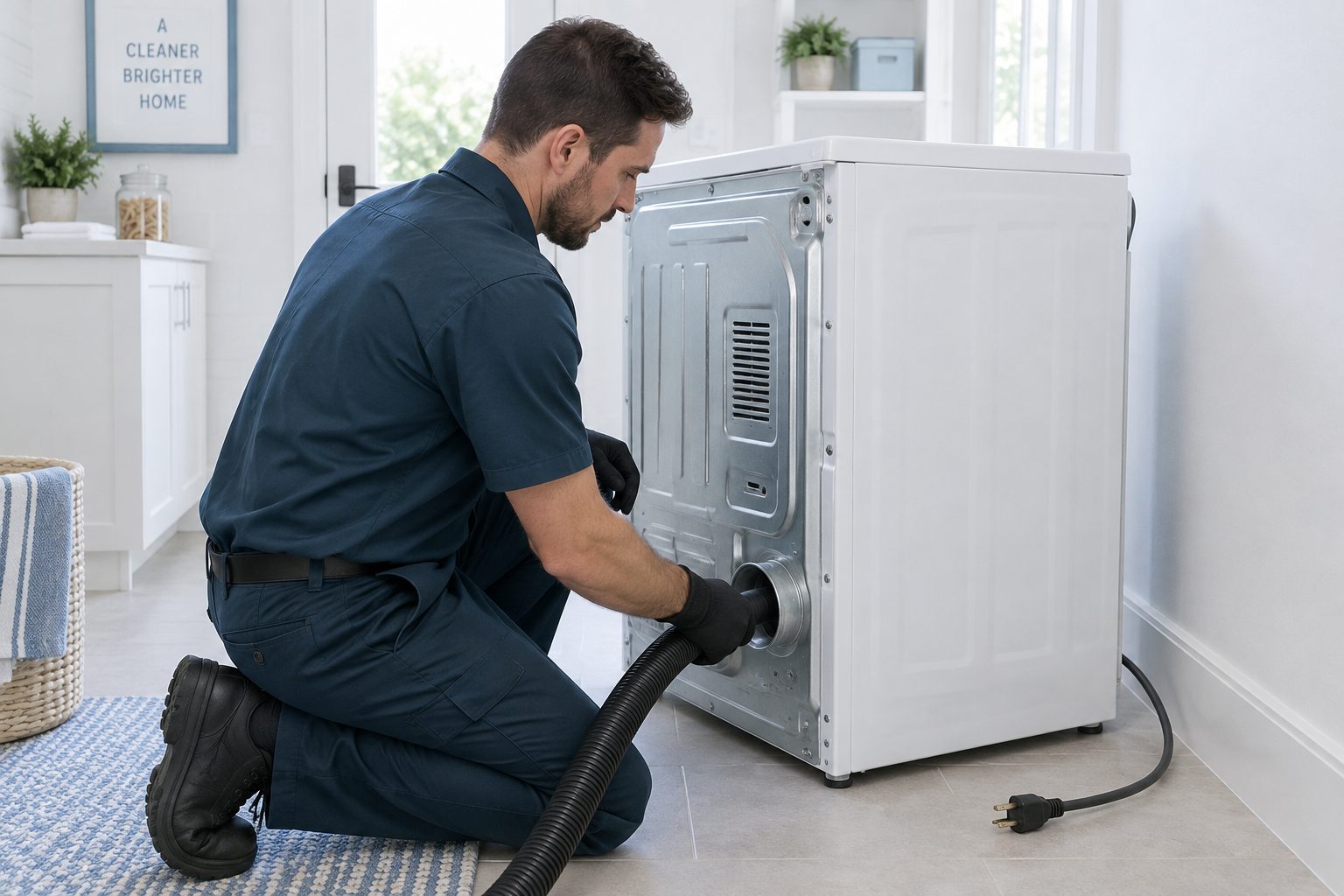 Dryer vent cleaning at an exterior vent