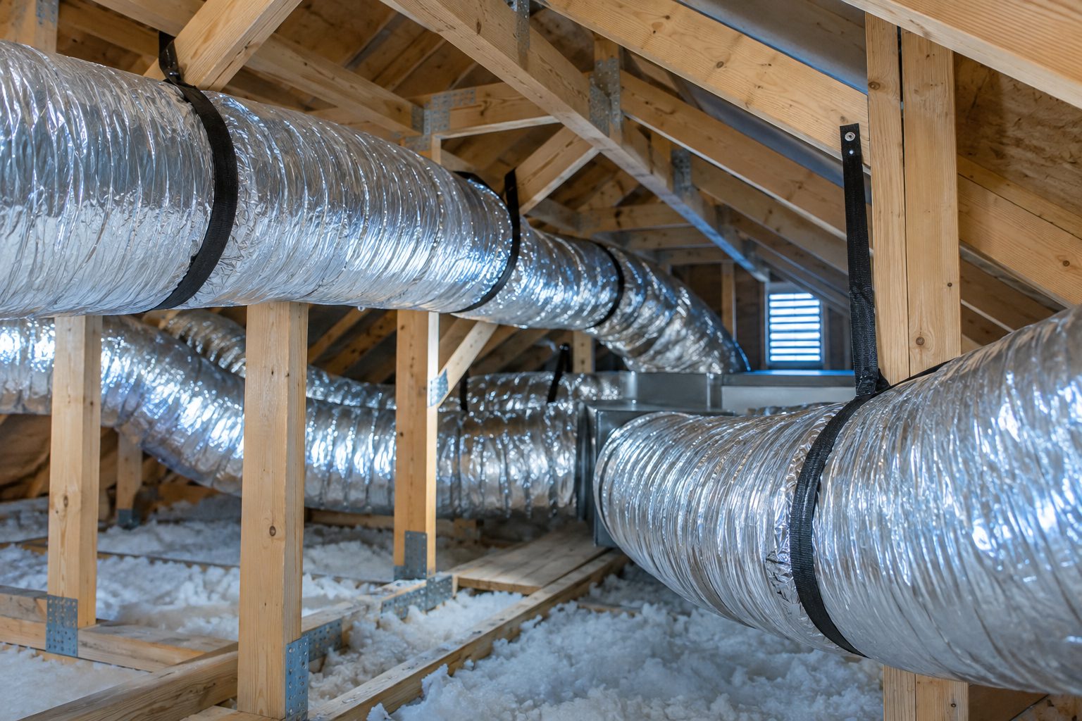 Insulated ductwork in an attic
